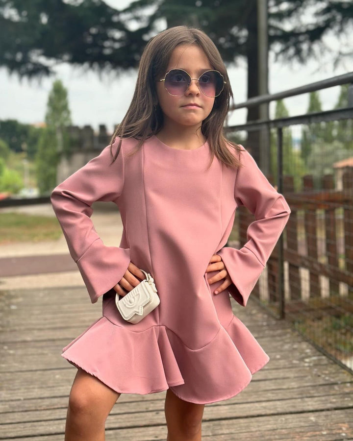 VESTIDO ROSA COM FOLHO MISS YOU KIDS