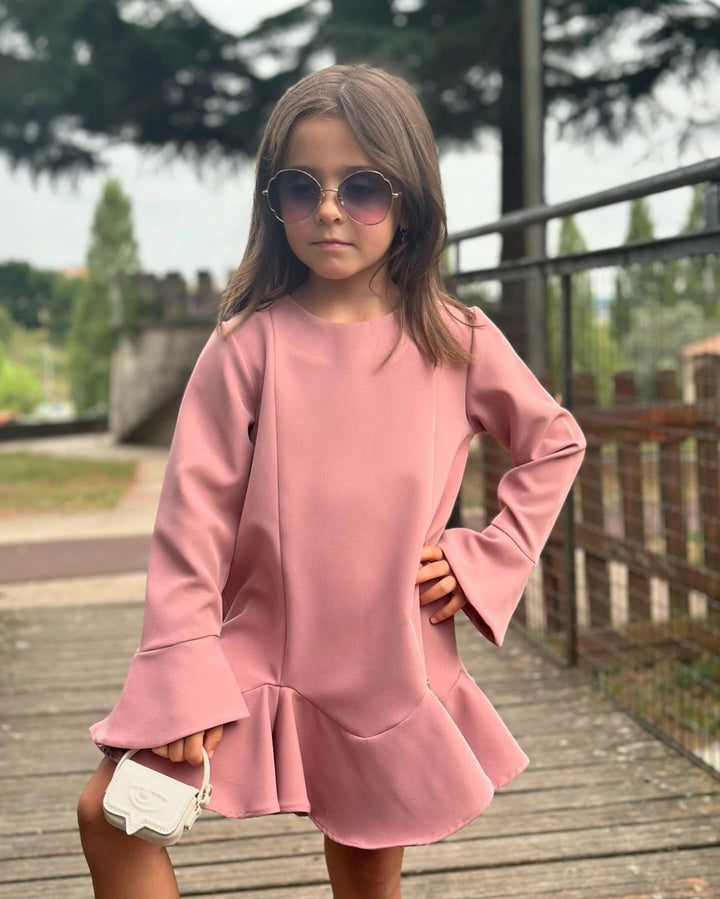 VESTIDO ROSA COM FOLHO MISS YOU KIDS
