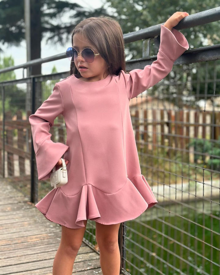 VESTIDO ROSA COM FOLHO MISS YOU KIDS