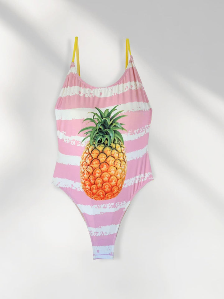 FATO DE BANHO ROSA COM ANANÁS PONTO CHIC