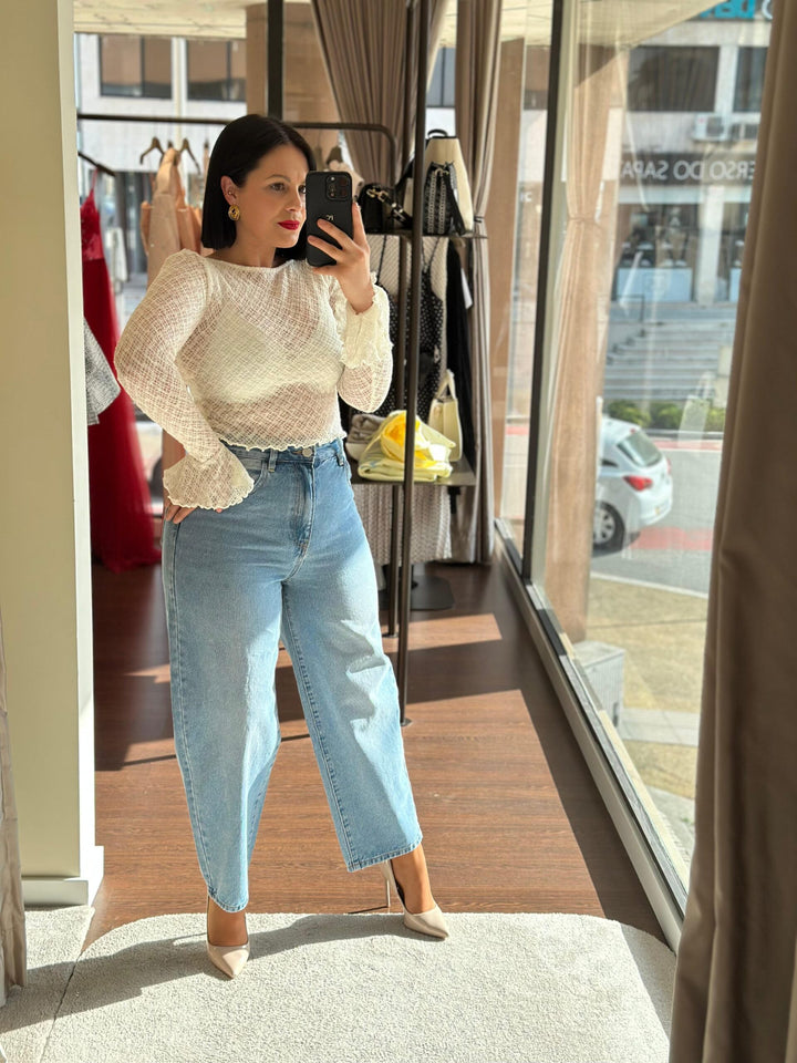 CAMISOLA TECIDO TRANSPARÊNCIA PONTO CHIC