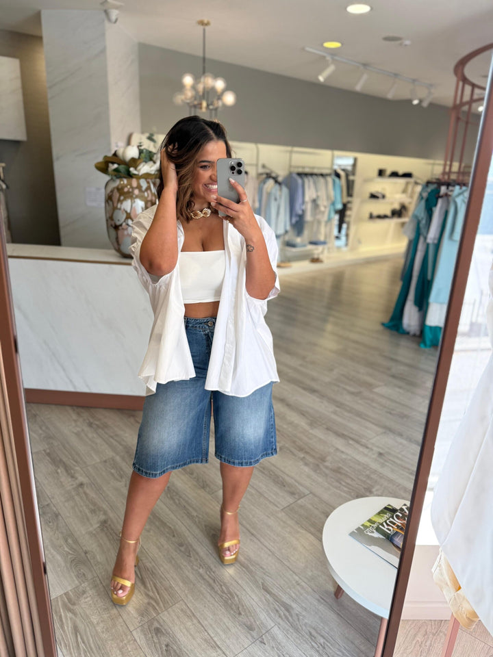 TOP BRANCO COM ALÇA FINA PONTO CHIC