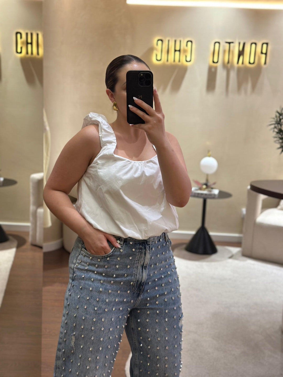 TOP BRANCO ABALONADO PONTO CHIC