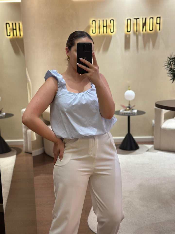 TOP AZUL BÉBÉ ABALONADAO PONTO CHIC