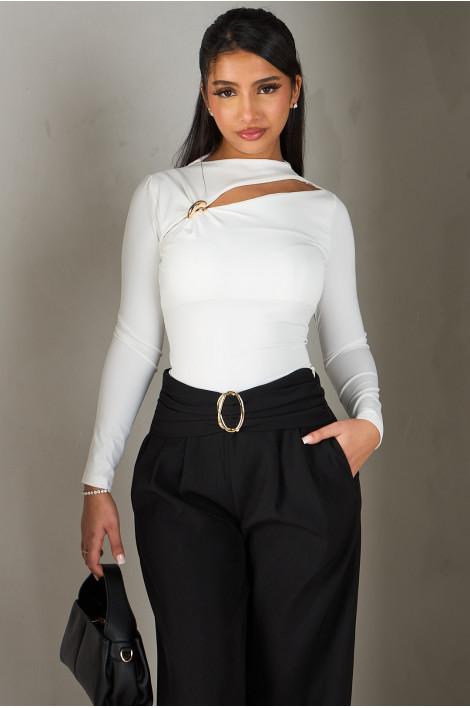 CAMISOLA LICRA BRANCA PONTO CHIC