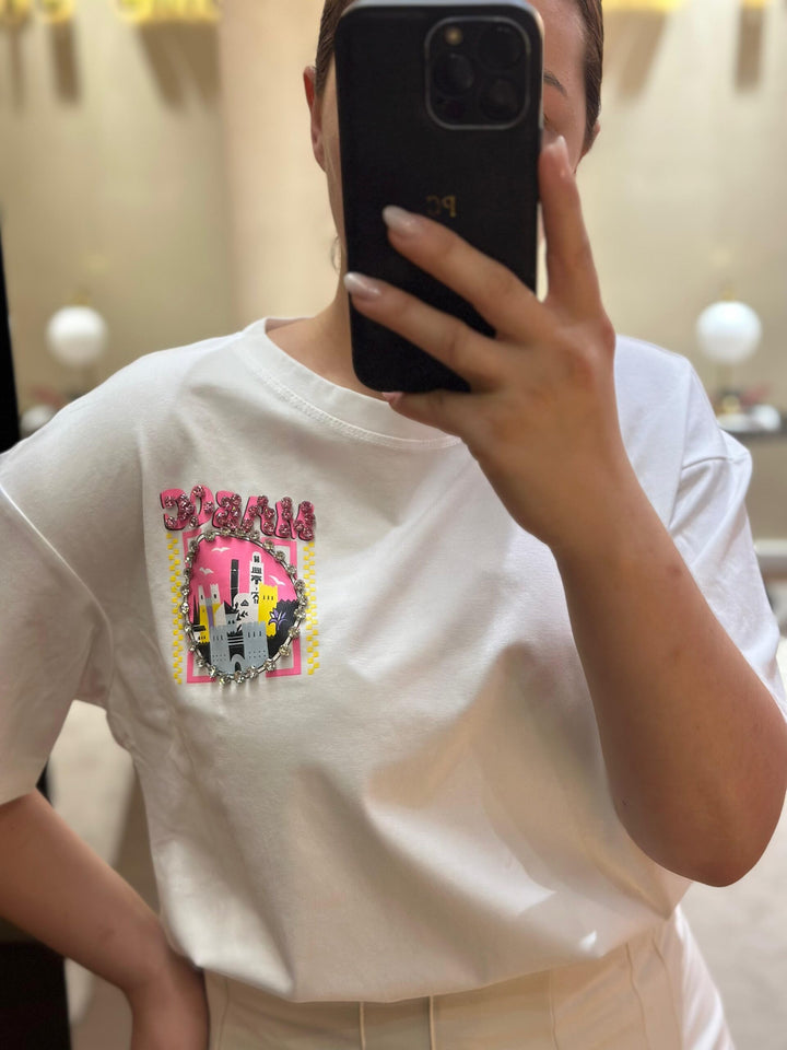 T-SHIRT COM ESTAMMPADO MAROC PONTO CHIC