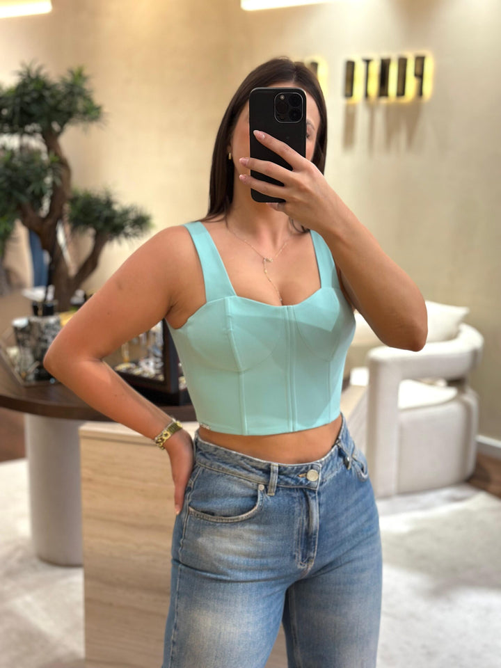 TOP CORSET VERDE ÁGUA SAHOCO