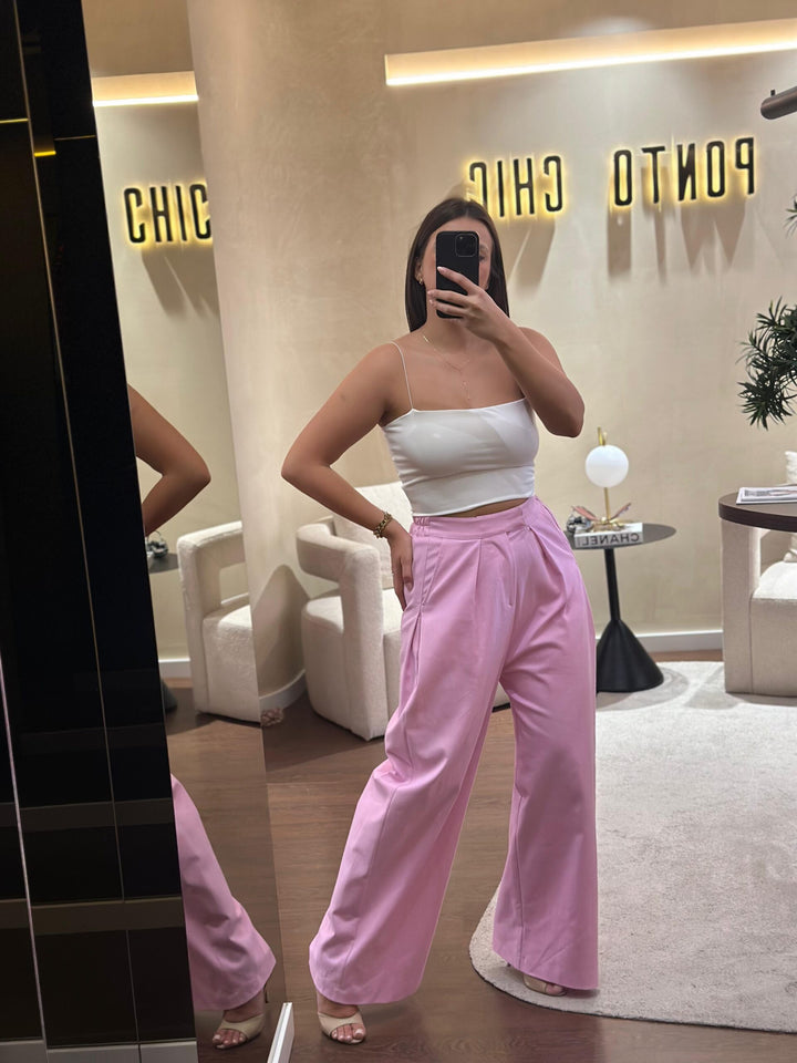 PANTALONA ROSA DE ALFAIATARIA GAELLE PARIS