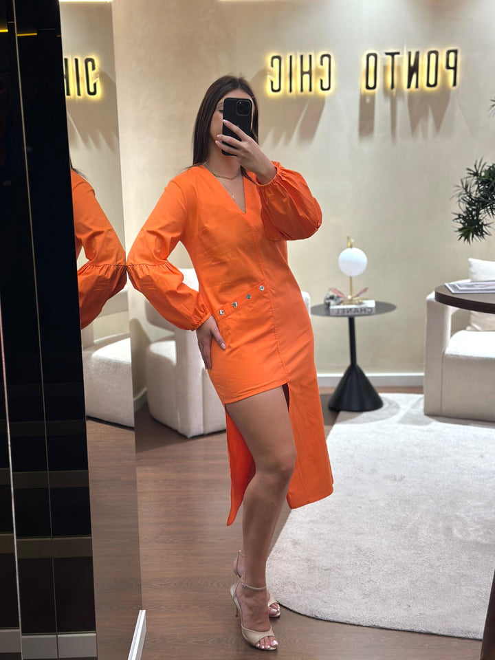 VESTIDO LARANJA ASSIMÉTRICO MISS YOU