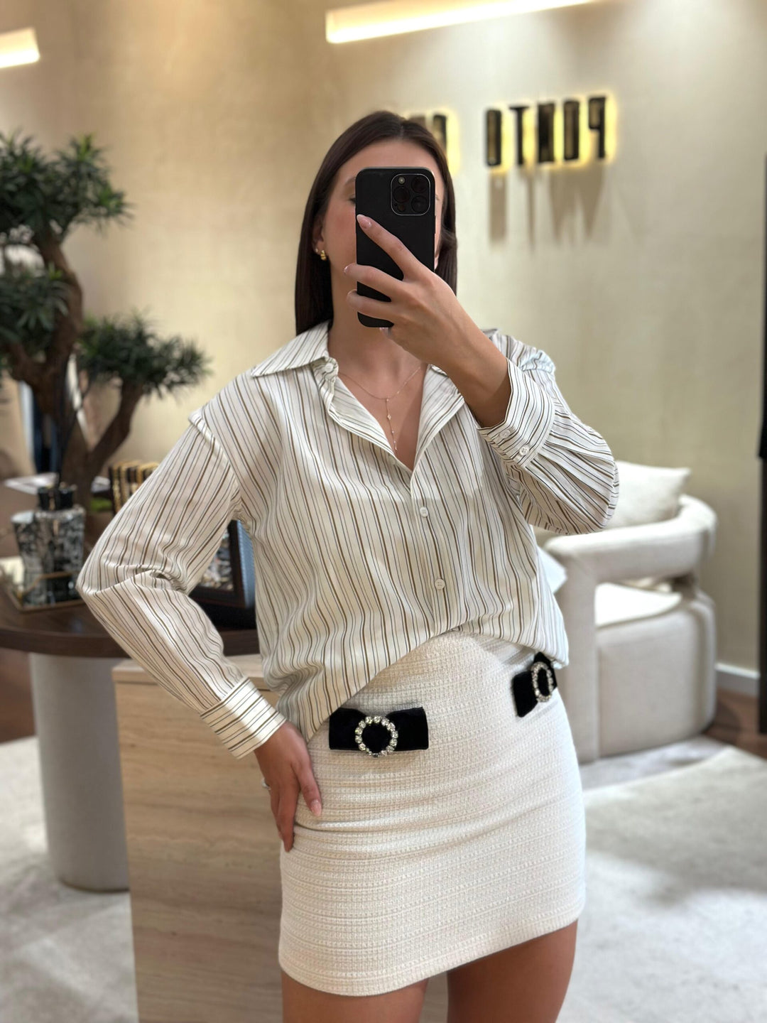 CAMISA RISCAS BEGE ELEH