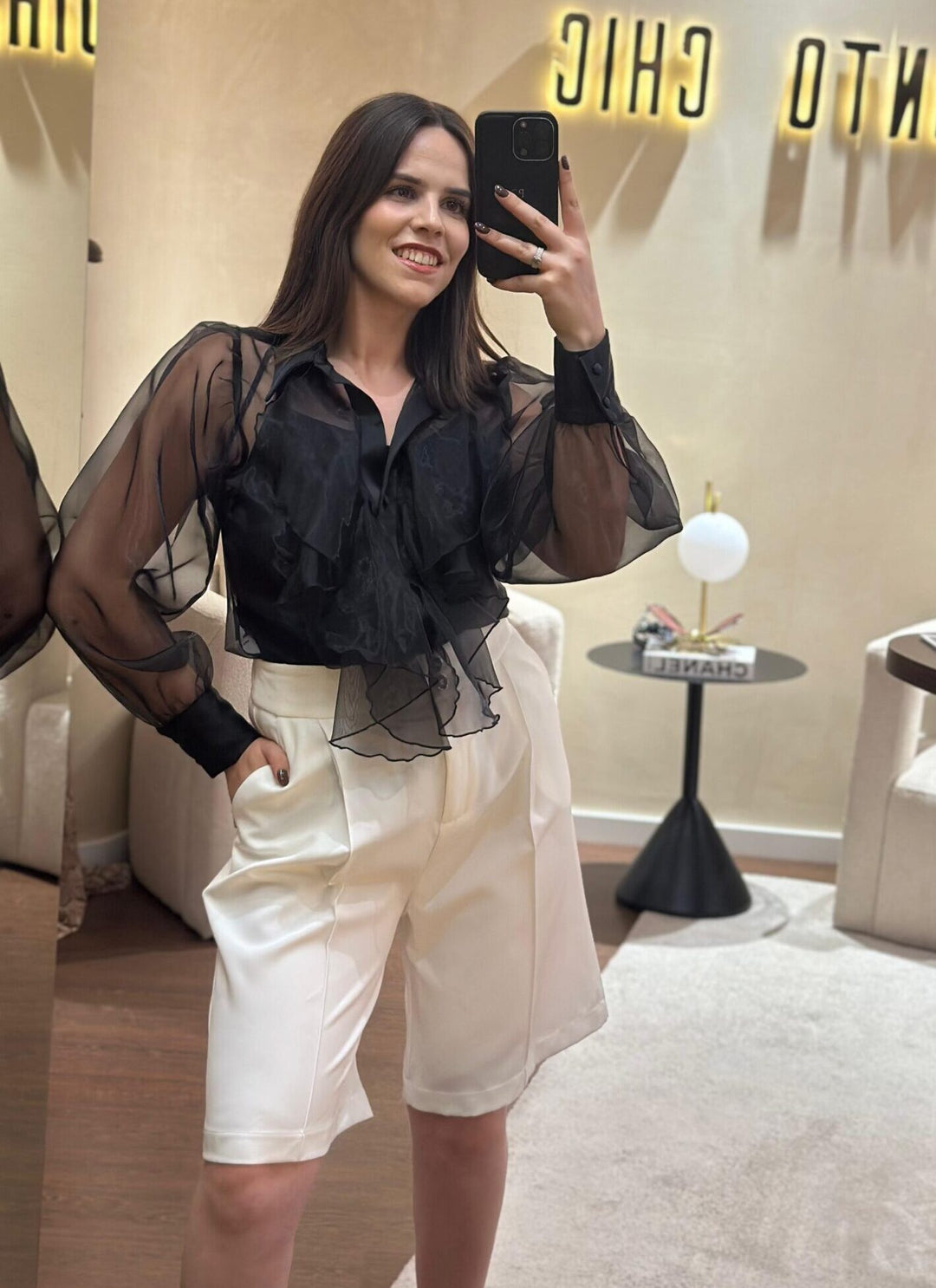BLUSA PRETA ORGANZA MISS YOU