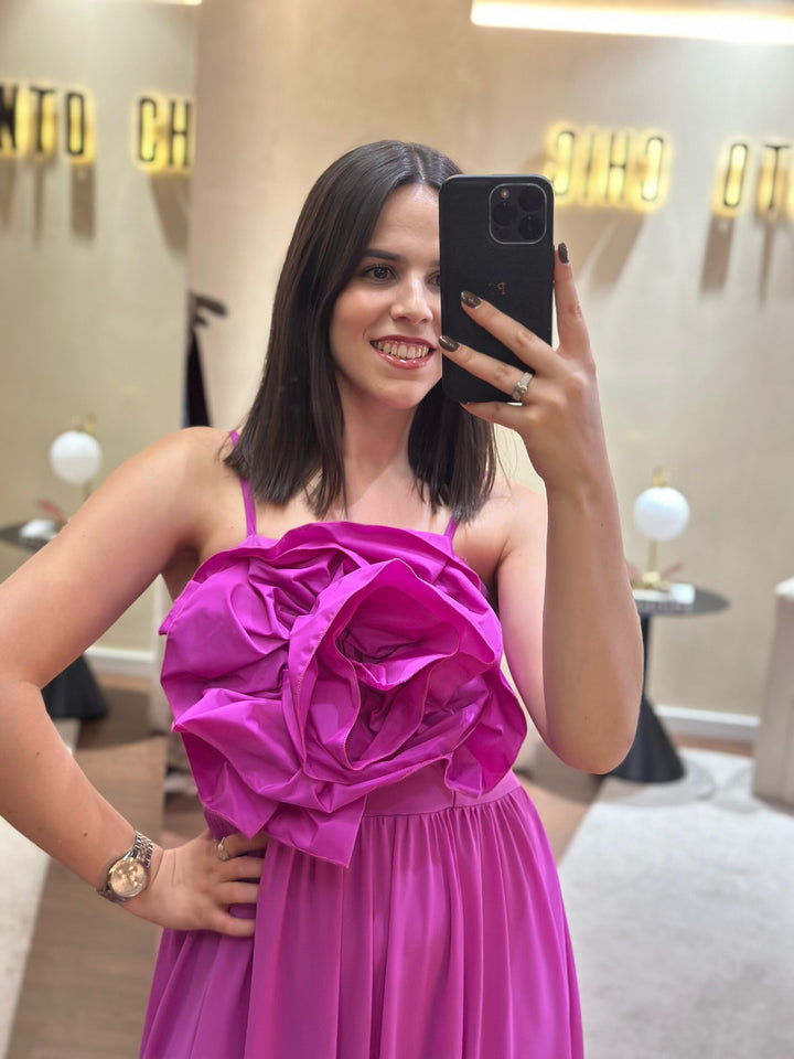 VESTIDO ROSA FLOR MAXI DIXIE