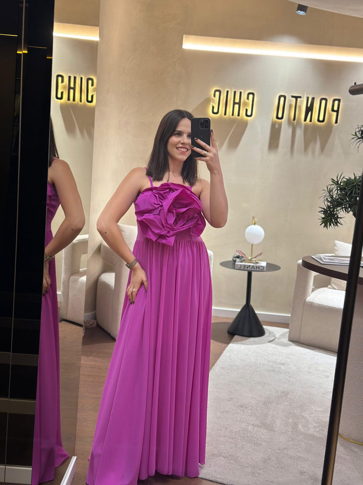 VESTIDO ROSA FLOR MAXI DIXIE