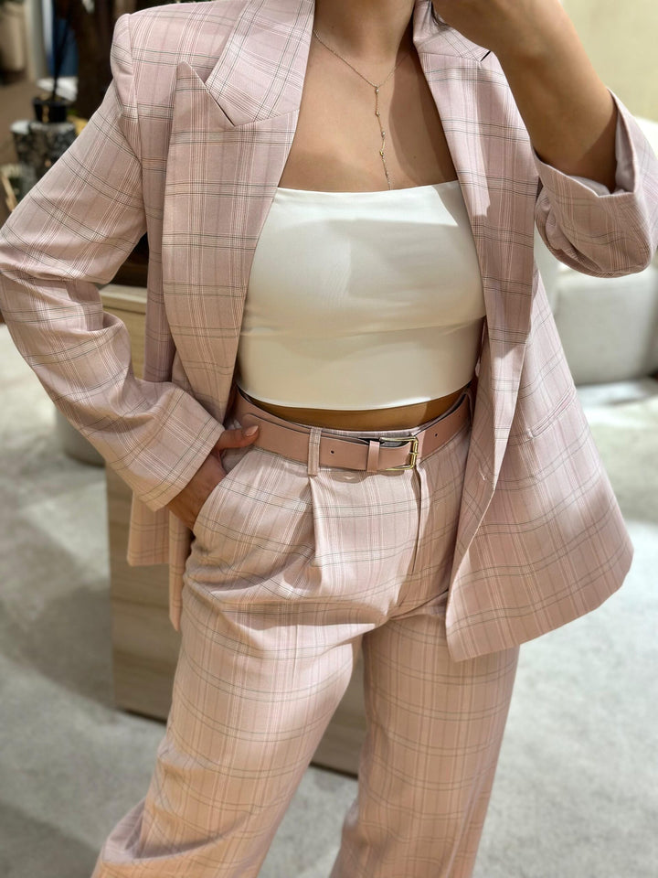 BLAZER ROSA COM PADRÃO TRESPASSE IMPERIAL