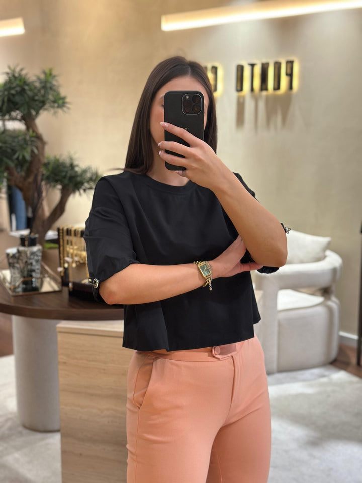 CAMISOLA PRETA DE MANGAS LARGAS IMPERIAL