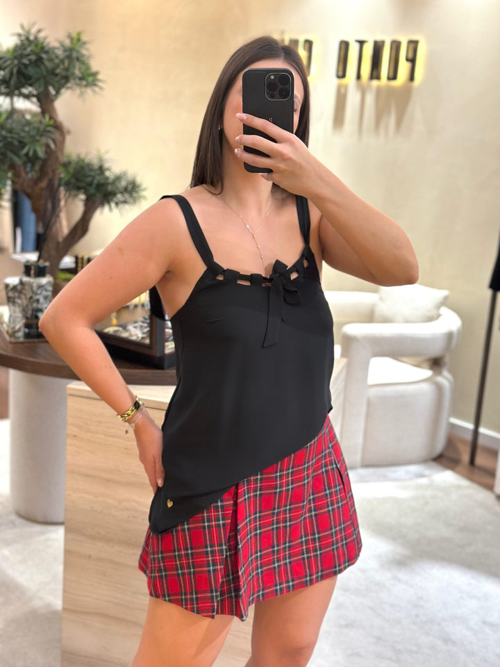 SAIA CURTA XADREZ VERMELHO DIXIE