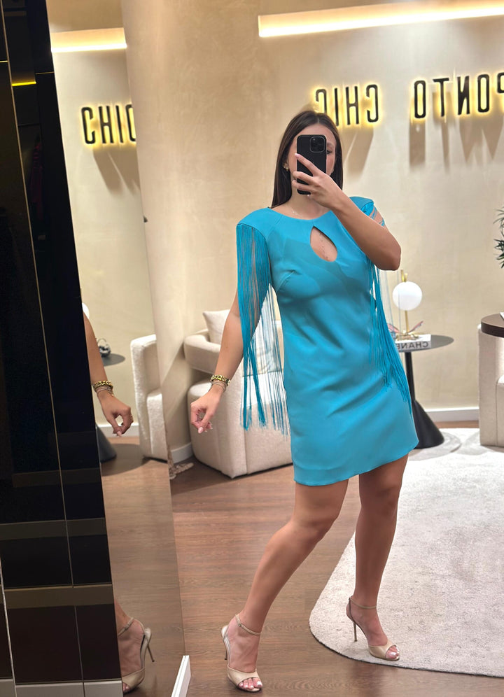VESTIDO CURTO AQUA PONTO CHIC