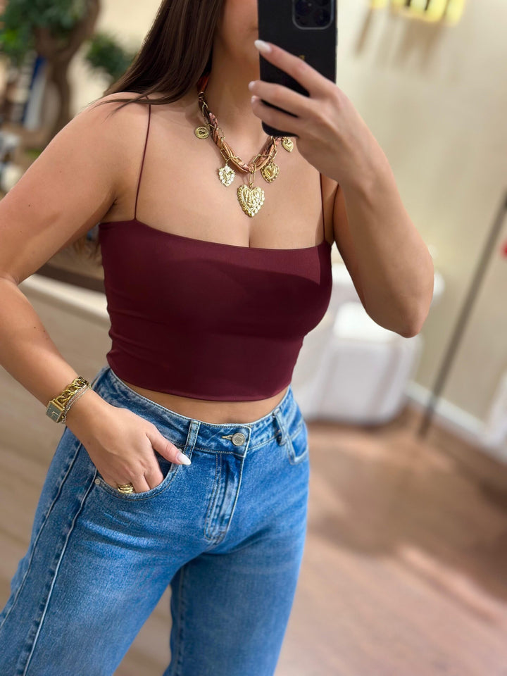 TOP BORDO COM ALÇA FINA PONTO CHIC