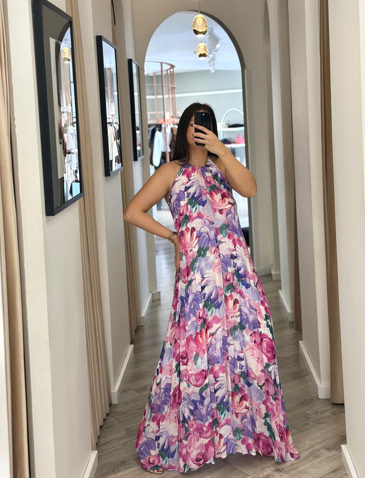 VESTIDO FLORAL EM VISCOSE COM CORTE FLUIDO IMPERIAL