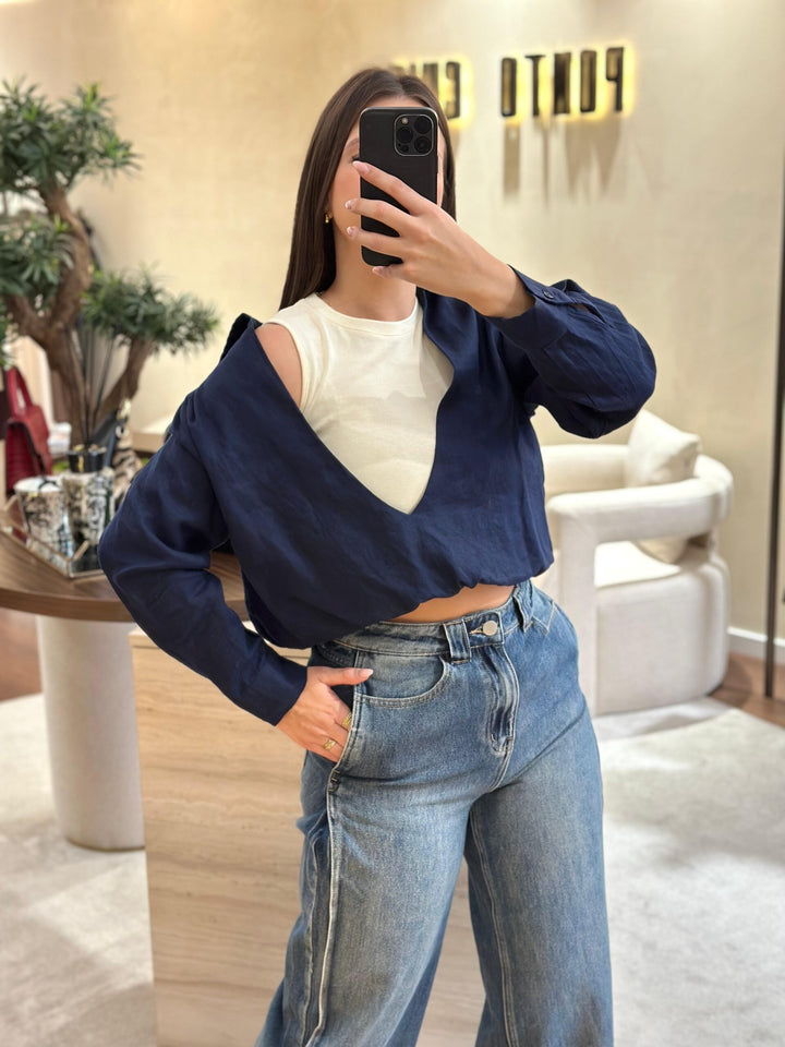 CALÇA DE GANGA RETA COM COSTURA LATERAL ELEH