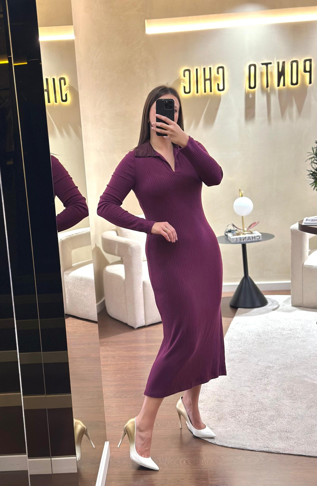 VESTIDO BORDEAUX EM MALHA RINASCIMENTO