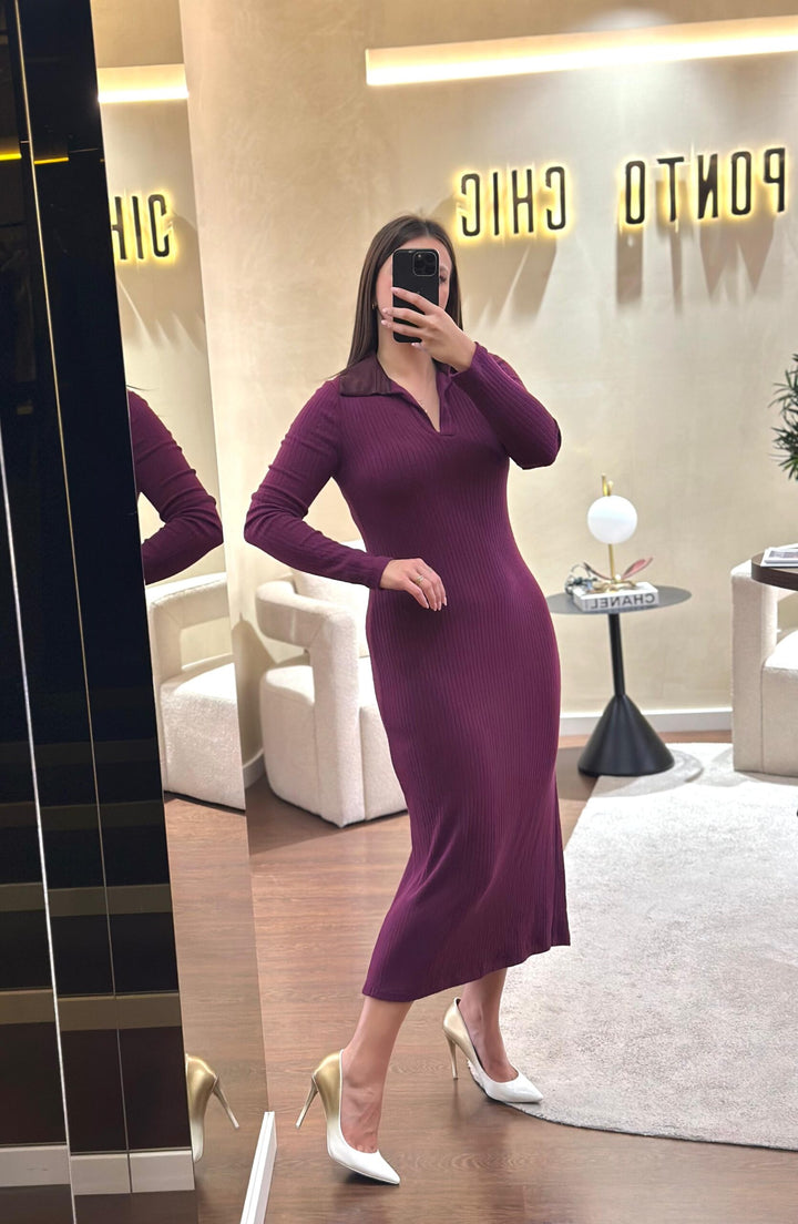 VESTIDO BORDEAUX EM MALHA RINASCIMENTO