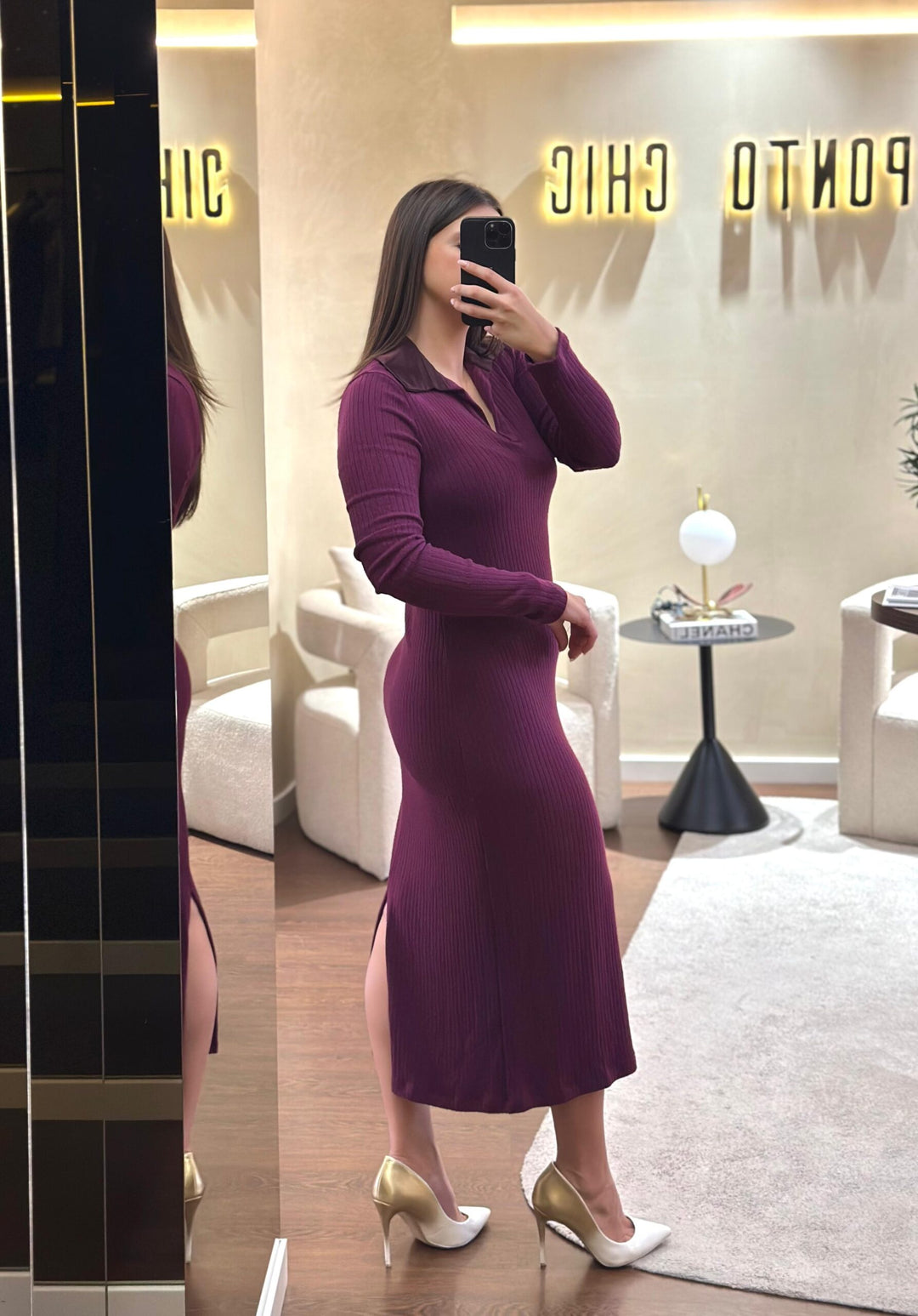 VESTIDO BORDEAUX EM MALHA RINASCIMENTO
