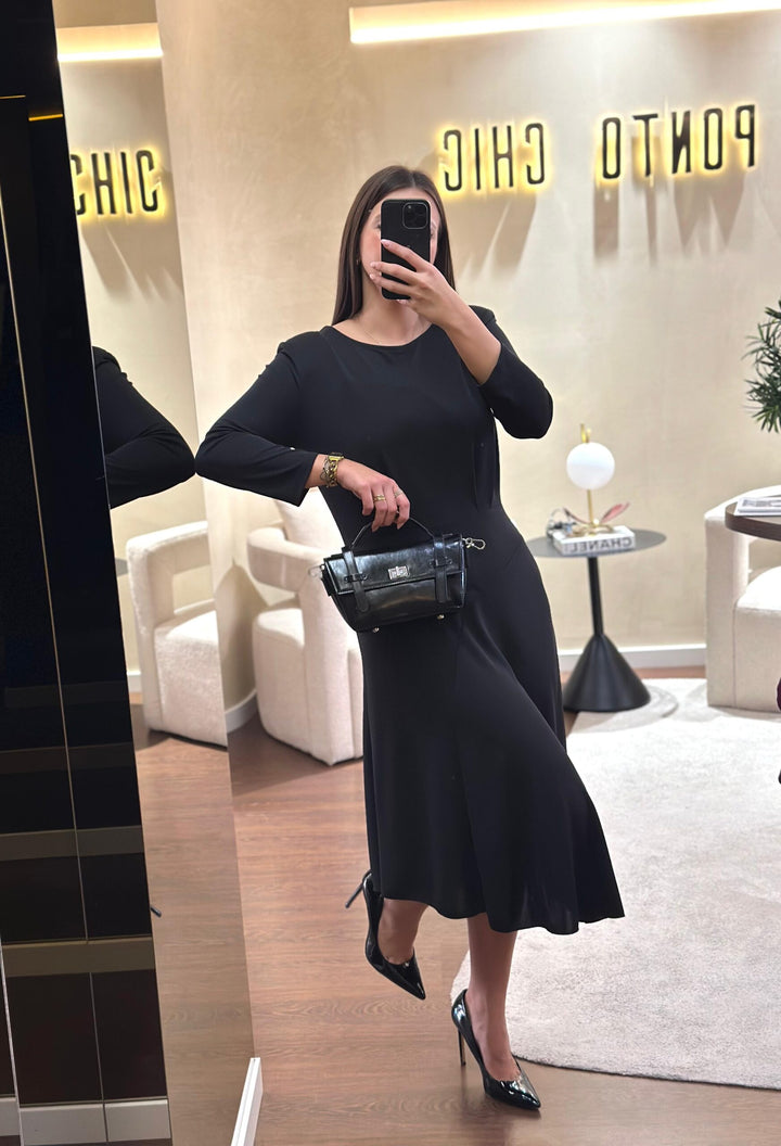 VESTIDO PRETO MANGA COMPRIDA RINASCIMENTO