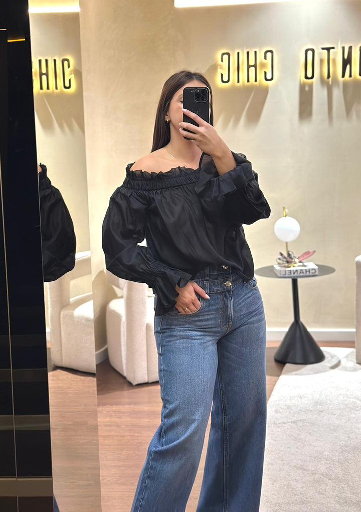 BLUSA PRETA TRANSPARENTE ELEH