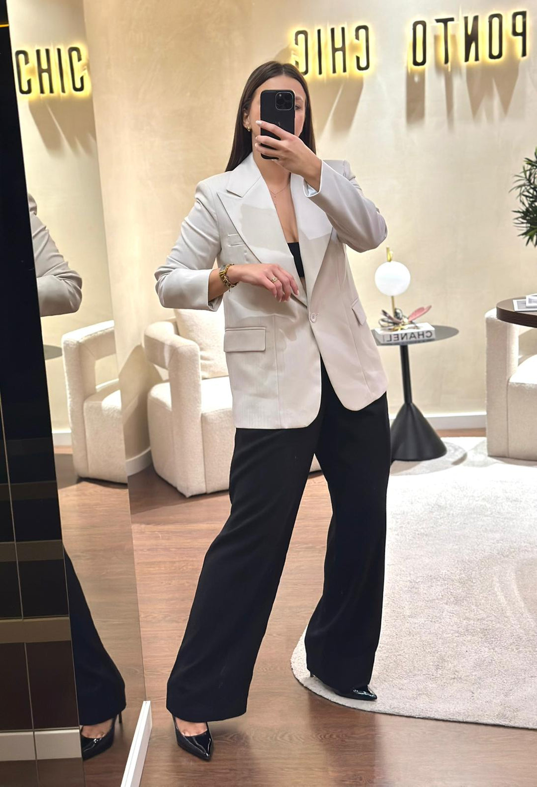 BLAZER BEGE ESTAMPADO ESPINHA IMPERIAL