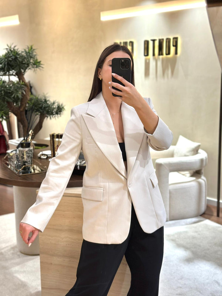 BLAZER BEGE ESTAMPADO ESPINHA IMPERIAL