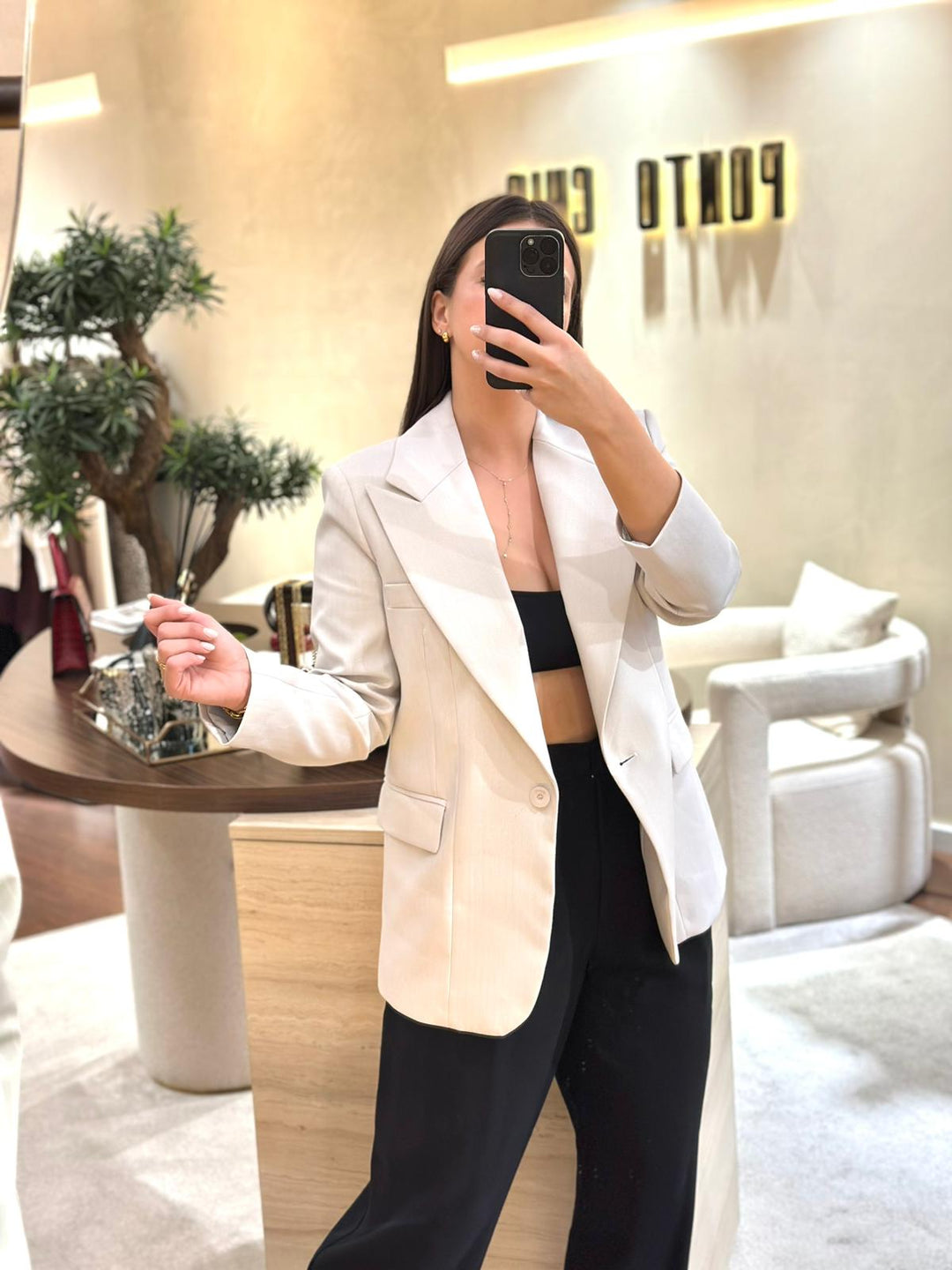 BLAZER BEGE ESTAMPADO ESPINHA IMPERIAL