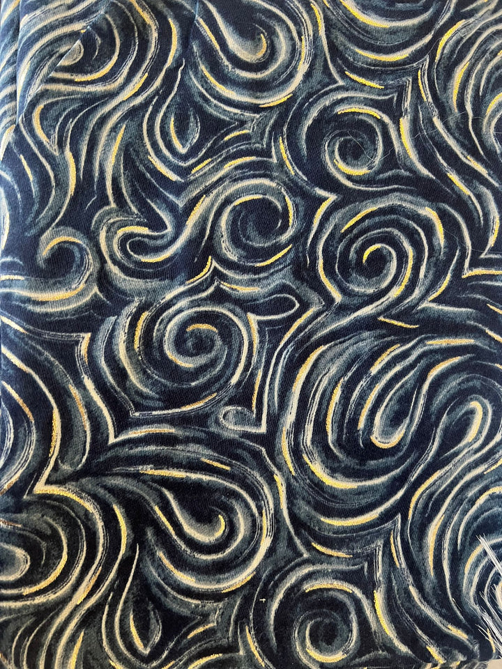 LENÇO AZUL COM BRILHO DOURADO PONTO CHIC