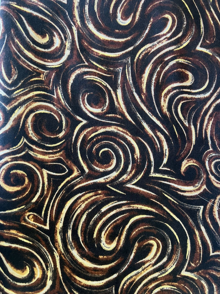 LENÇO CASTANHO ESCURO COM BRILHO DOURADO PONTO CHIC