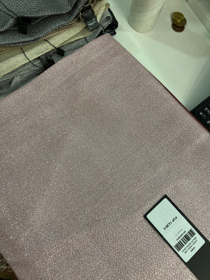 LENÇO ROSA COM BRILHO METALIZADO PONTO CHIC