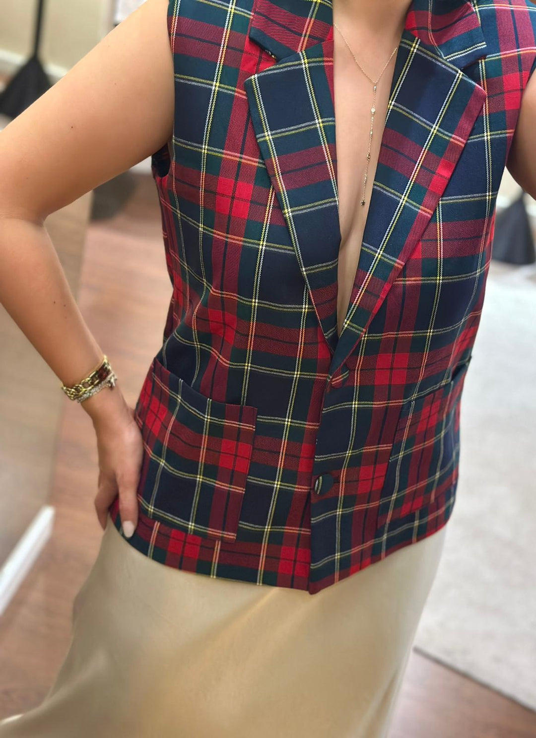 COLETE XADREZ TARTAN SEM MANGAS RINASCIMENTO