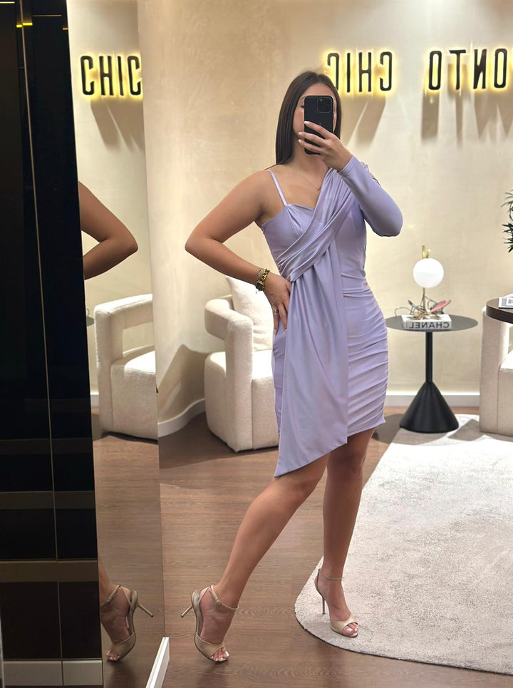 VESTIDO LILÁS ASSIMÉTRICO RINASCIMENTO