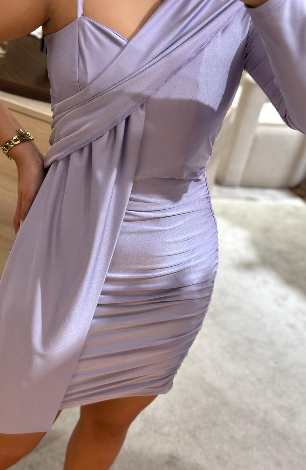 VESTIDO LILÁS ASSIMÉTRICO RINASCIMENTO