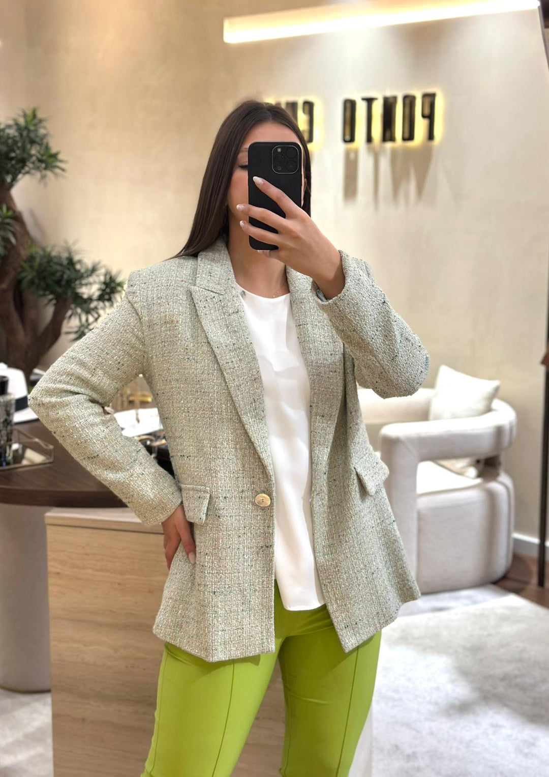 BLAZER CURTO TWEED VERDE MENTA RINASCIMENTO