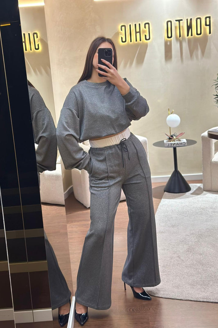CALÇA PANTALONA PRATEADA ELEH