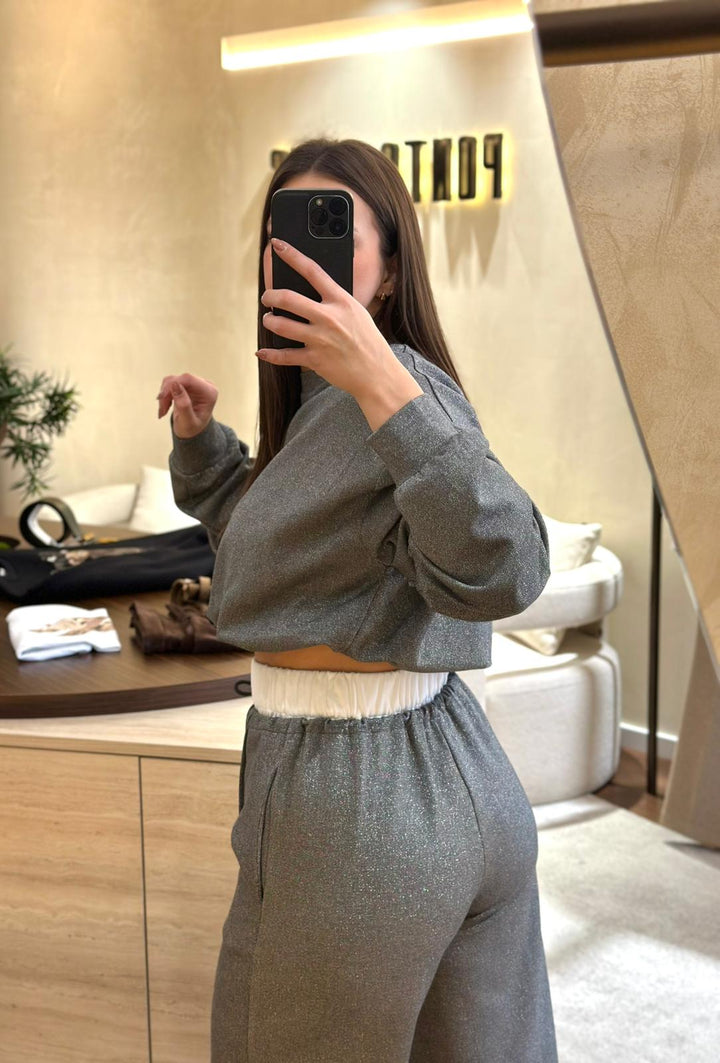CALÇA PANTALONA PRATEADA ELEH