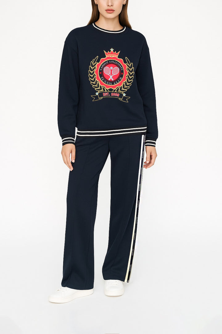 SWEAT AZUL MARINHO COM BORDADO COLLEGIATE TENNIS CLUB SAHOCO