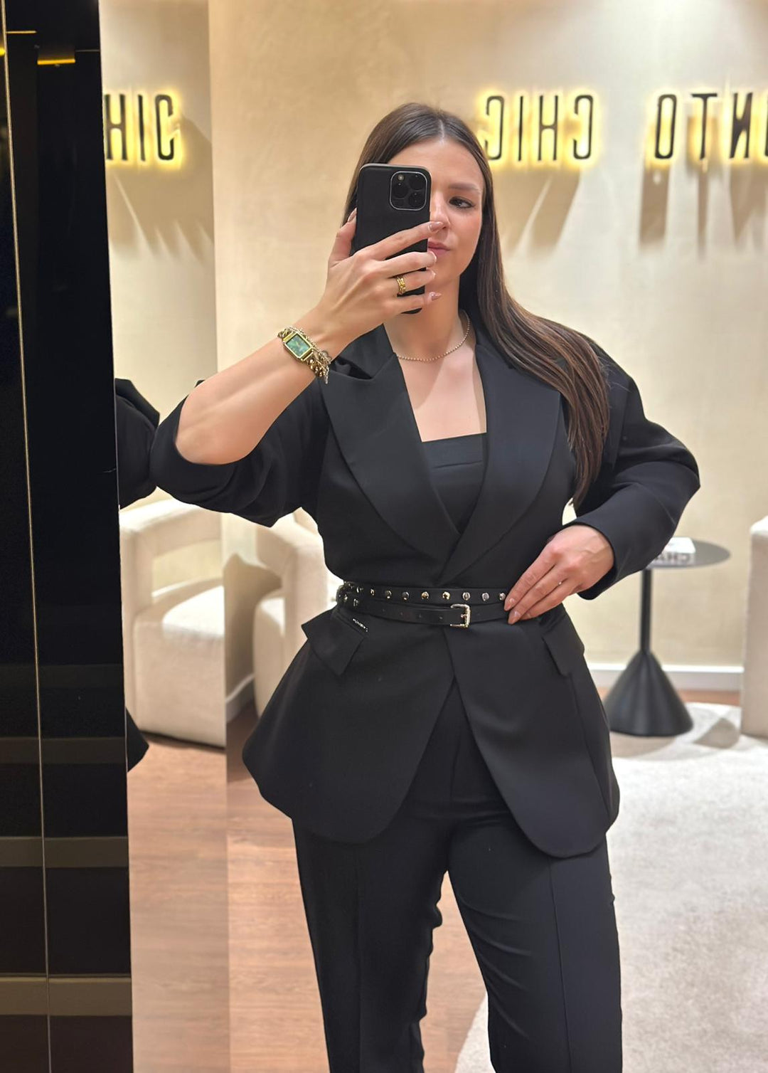BLAZER PRETO ESTRUTURADO COM CINTO SAHOCO