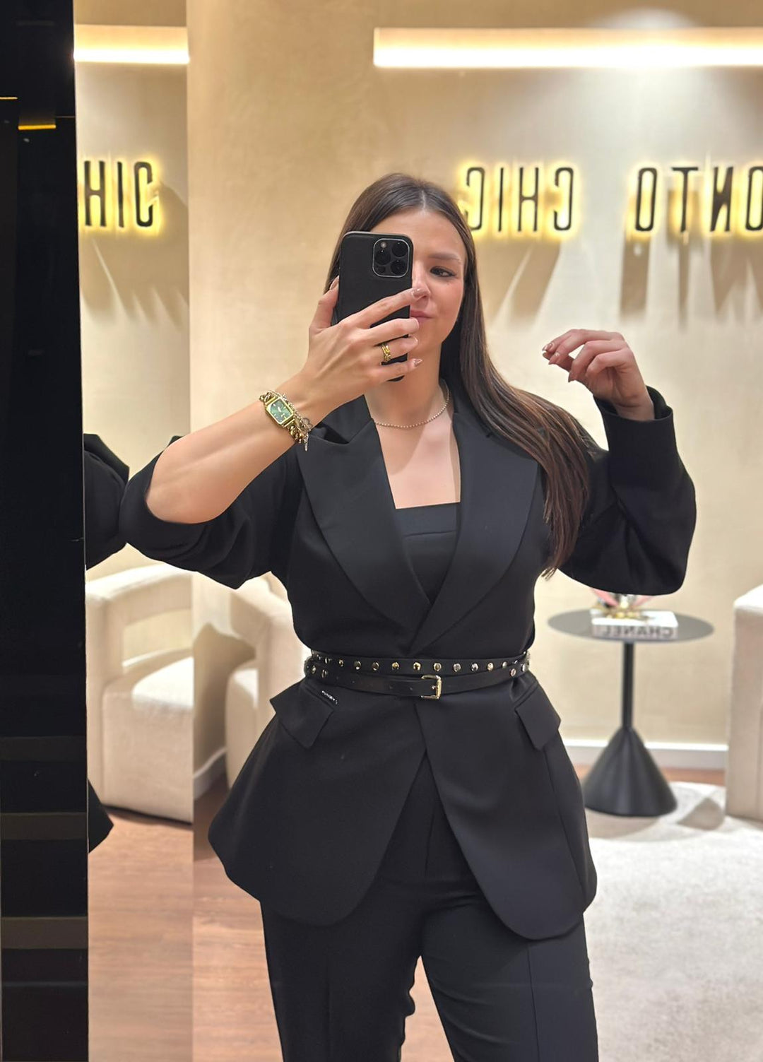 BLAZER PRETO ESTRUTURADO COM CINTO SAHOCO