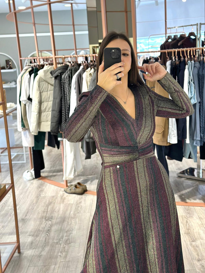 VESTIDO COMPRIDO MULTICOLOR METÁLICO RINASCIMENTO
