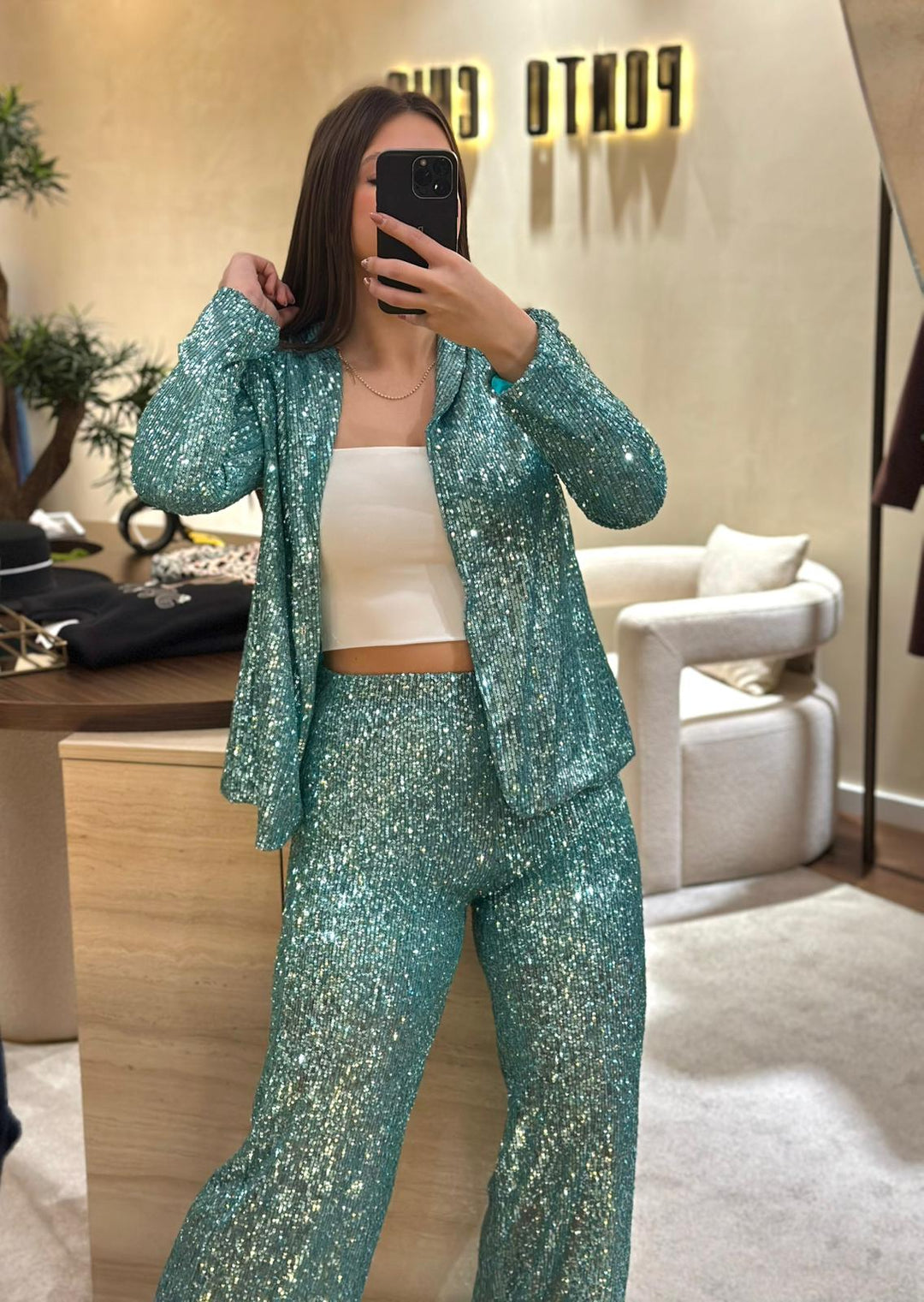 BLAZER VERDE ÁGUA DE LANTEJOULAS RINASCIMENTO