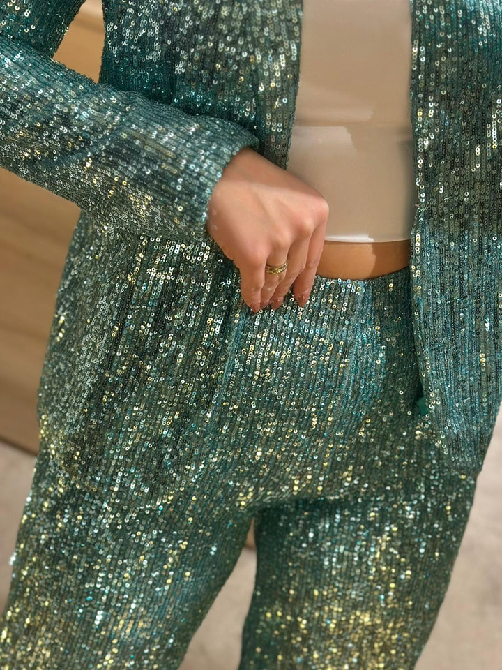 BLAZER VERDE ÁGUA DE LANTEJOULAS RINASCIMENTO