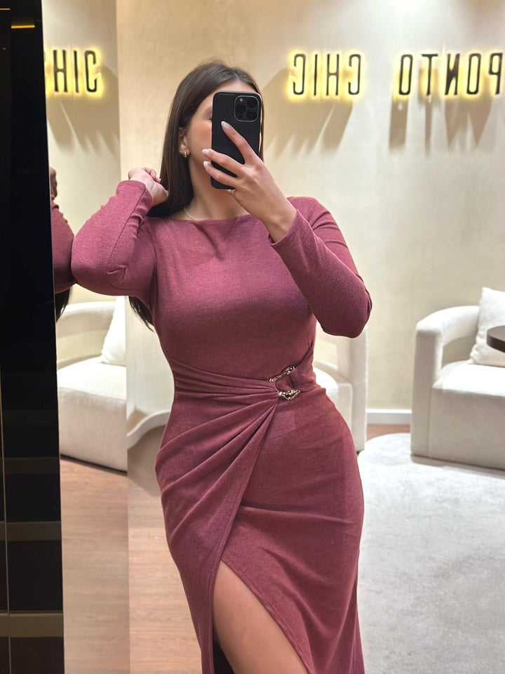 VESTIDO MALHA FRAMBOESA PONTO CHIC