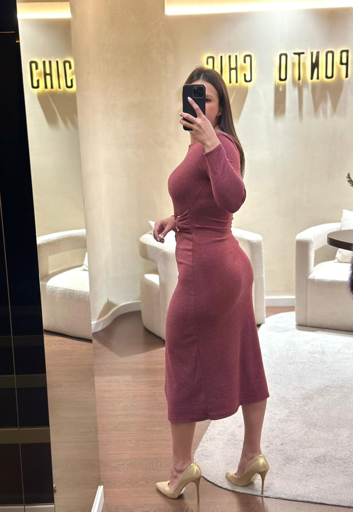 VESTIDO MALHA FRAMBOESA PONTO CHIC