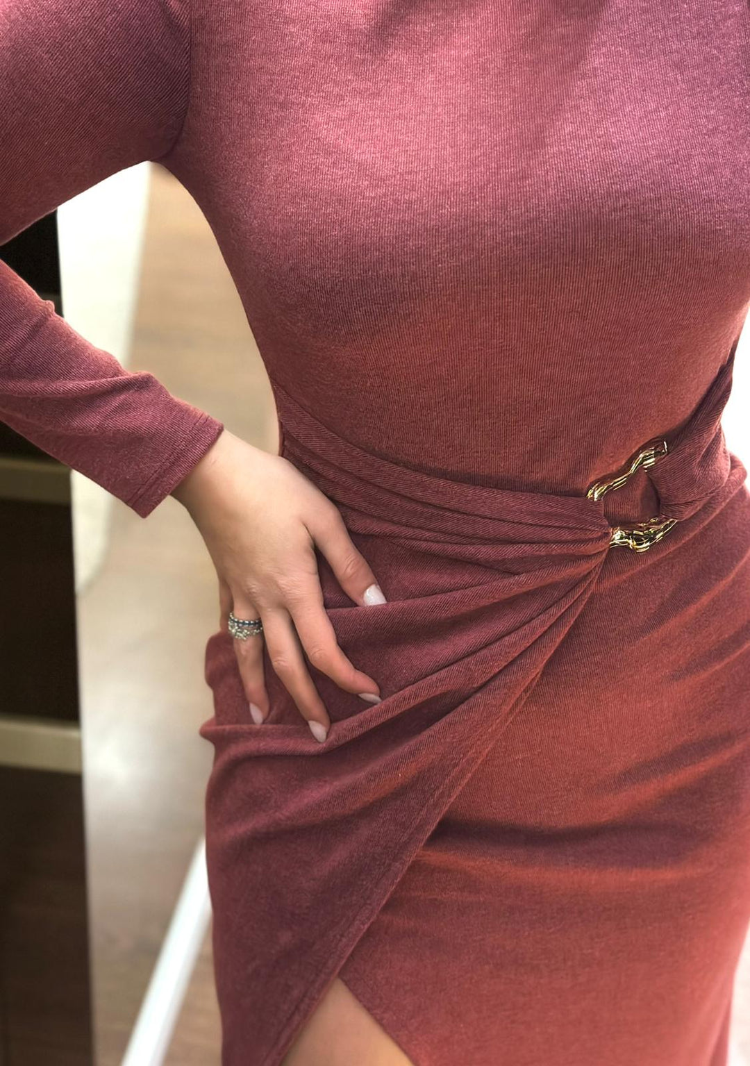 VESTIDO MALHA FRAMBOESA PONTO CHIC